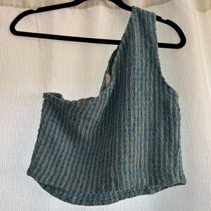 a new day blue and white one shoulder top size xl